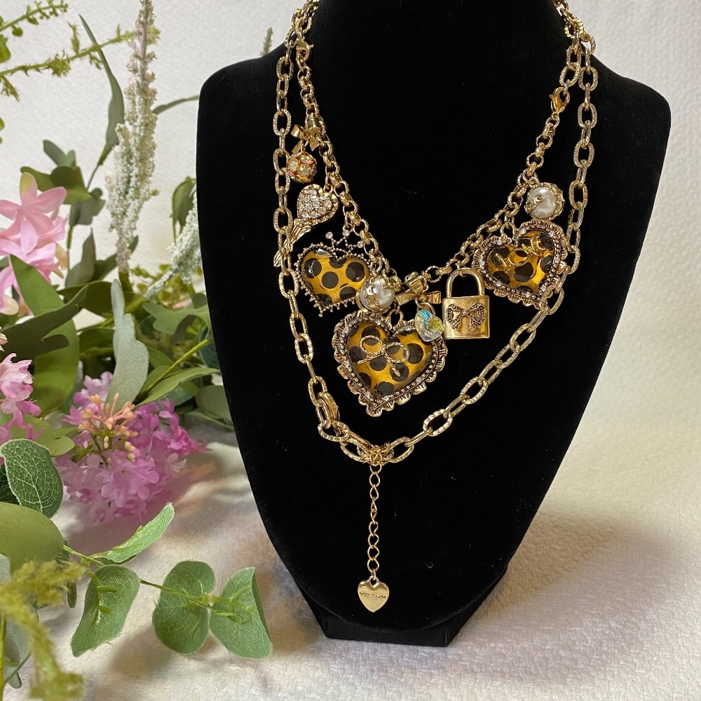 Betsey Johnson Gold Leopard Statement Necklace